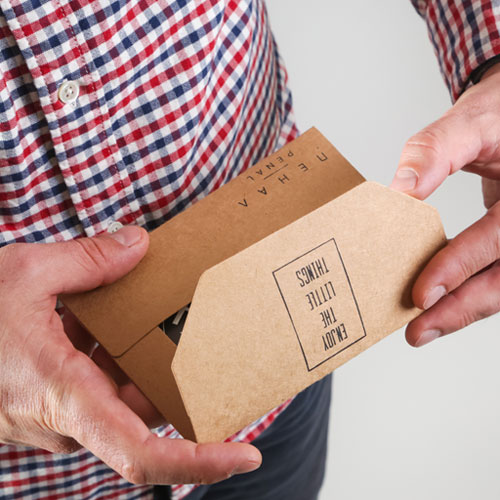 Gist envelope close up view from the hand