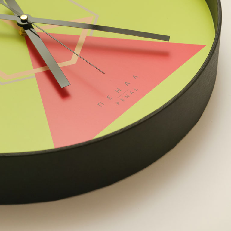 Close, side view of a Hugo wall clock